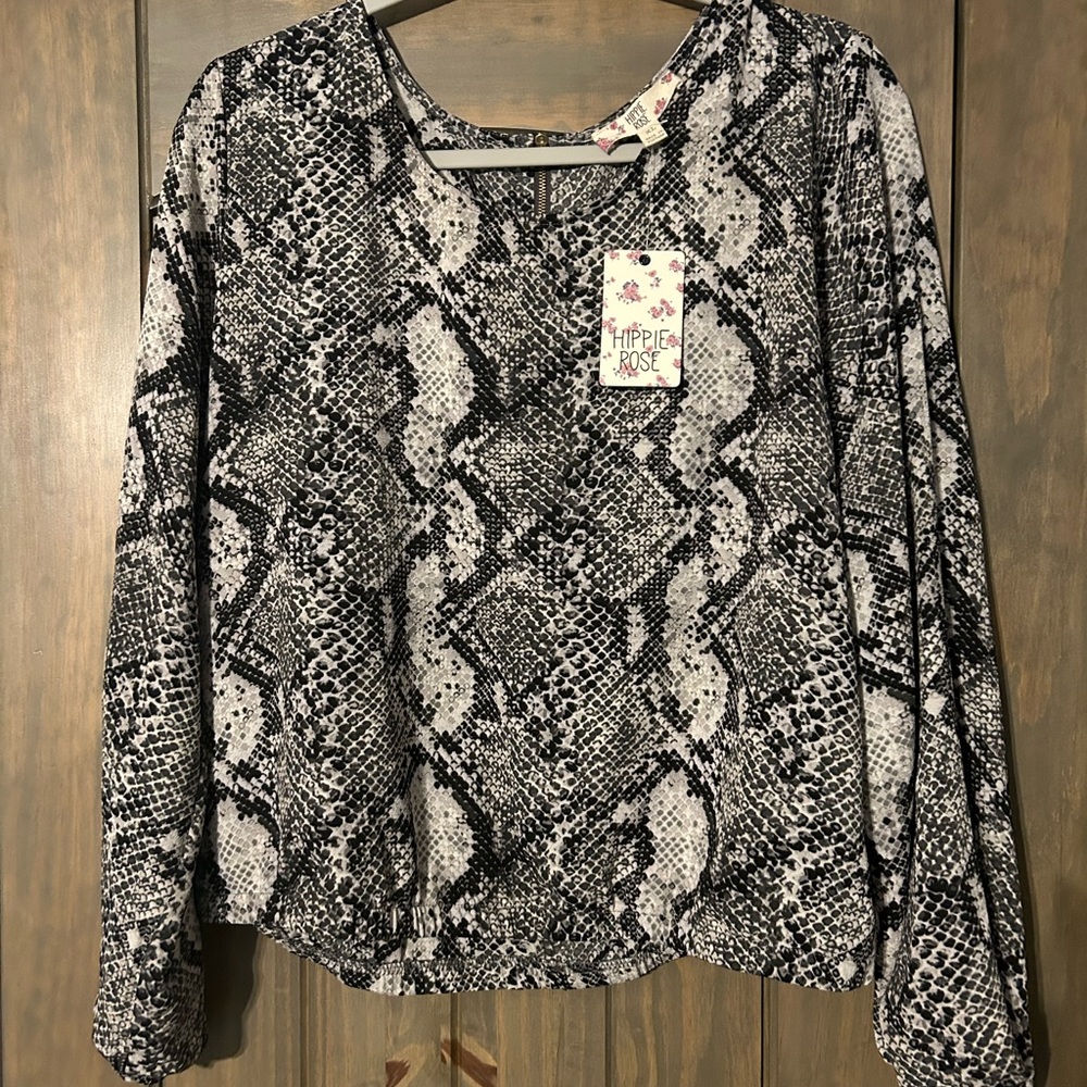 Hippie Rose Monochrome Snake Print Blouse